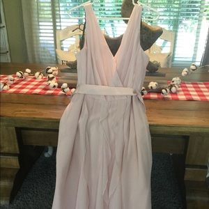 Blush , belted party dress